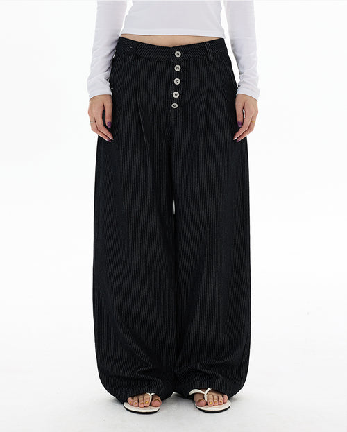 MADWITCH BUTTONED STRIPE WIDE TROUSERS #DR6989