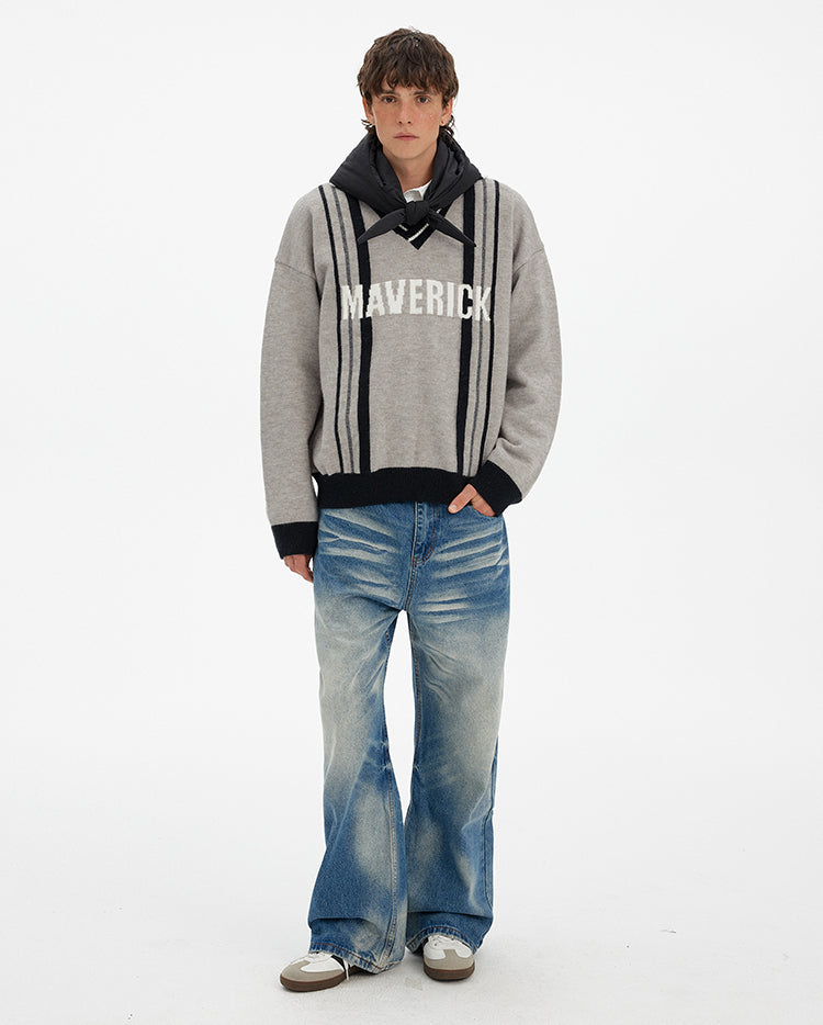 MADWITCH STRIPE VEE SWEATER #MY519