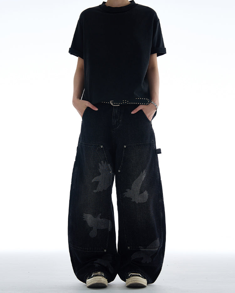 MADWITCH AMERICAN STYLE PEACE DOVE PRINT DENIM JEANS #CK9575