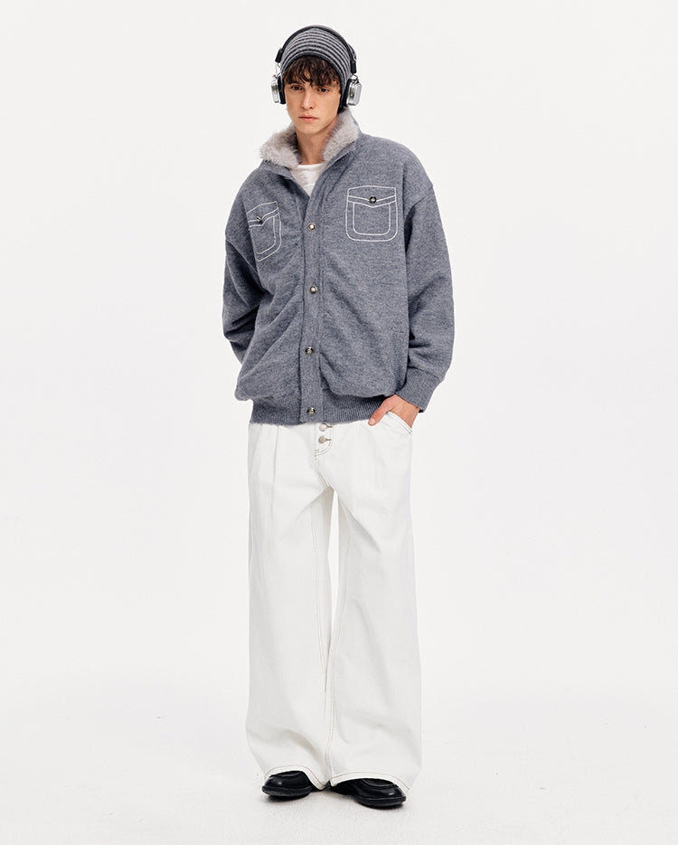 MADWITCH FAUX POCKET STAND COLLAR KNIT #880620