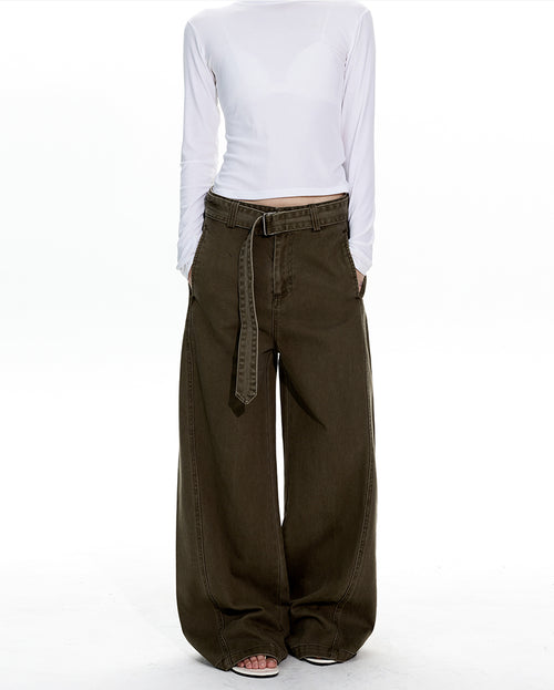MADWITCH BELT DETAIL WIDE LEG JEANS #CK6919