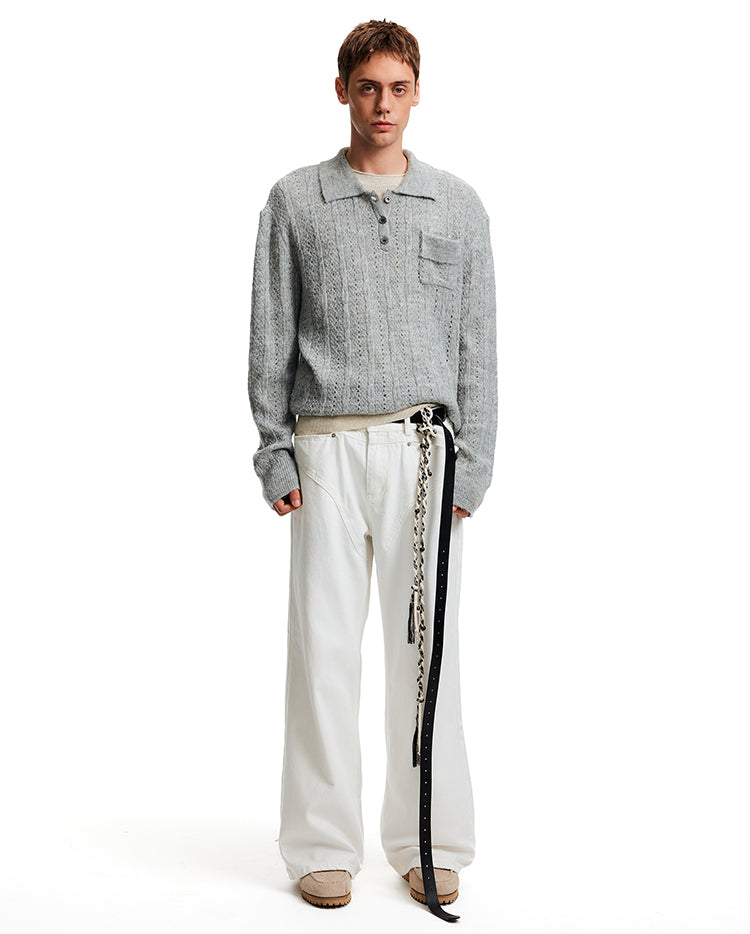 MADWITCH EYELET HENLEY TOP #C2510Q25