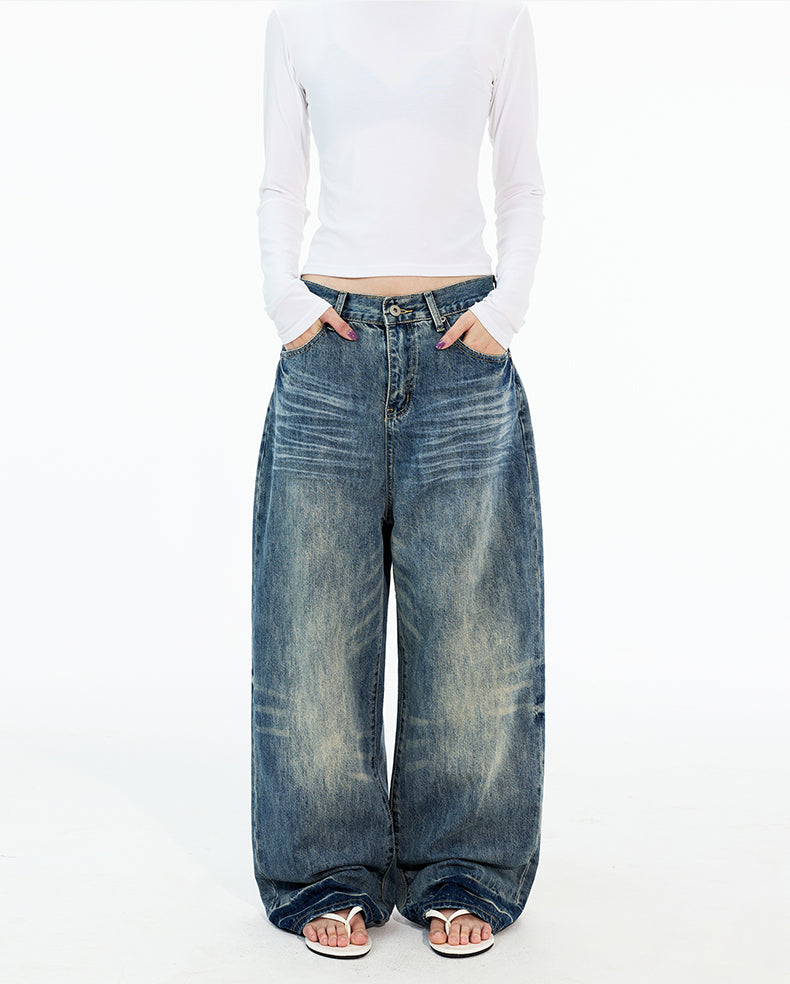 MADWITCH WHISKER WASH WIDE JEANS #6105