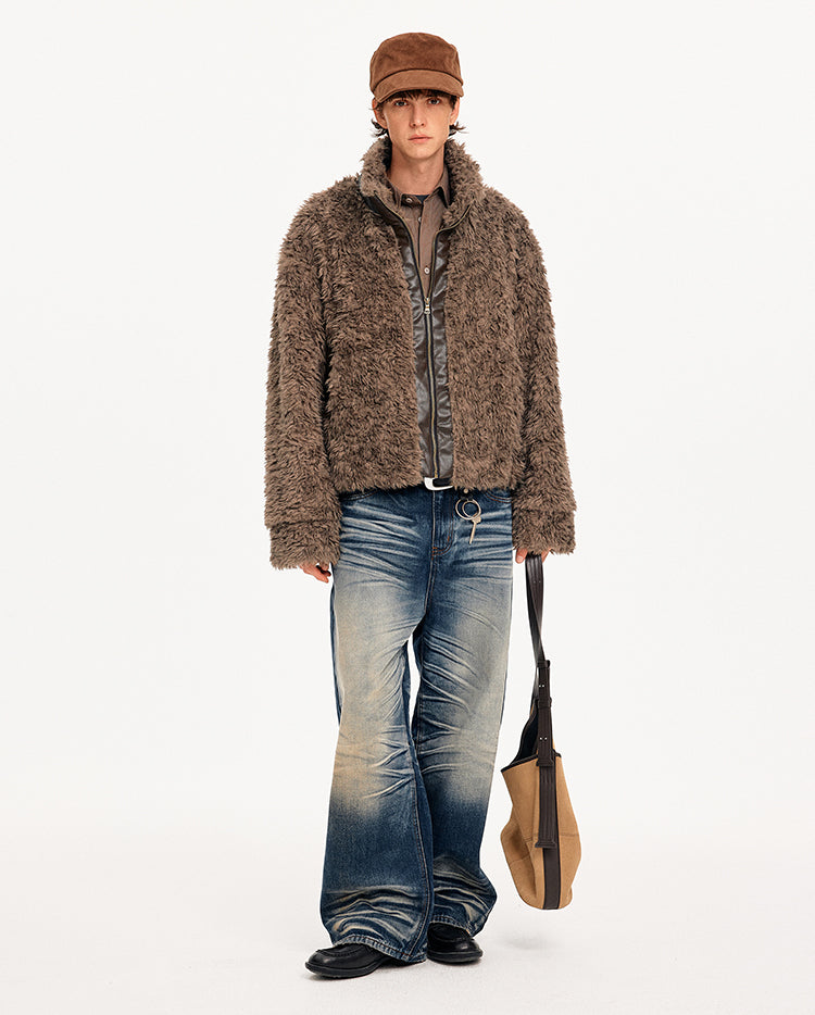 MADWITCH PATCHWORK SHEARLING COLLAR JACKET #256152