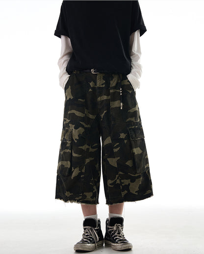 MADWITCH RAW HEM CAMO CARGO PANTS #CK252D