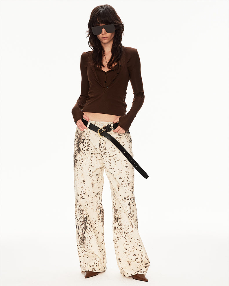 MADWIT LEOPARD PRINT JEANS #DR6998