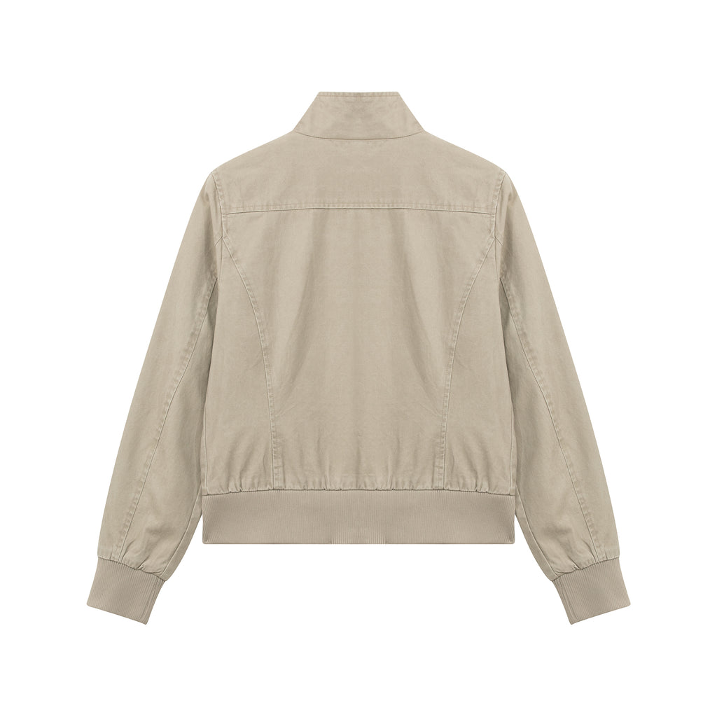 MADWITCH WASHED DISTRESSED MULTI-POCKET STAND-COLLAR CROPPED UTILITY JACKET #N606
