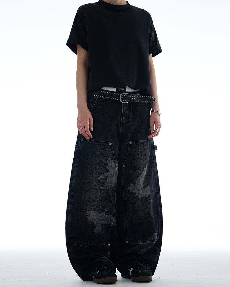 MADWITCH AMERICAN STYLE PEACE DOVE PRINT DENIM JEANS #CK9575