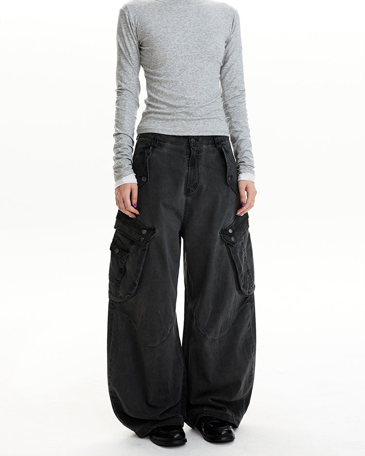 MADWIT DISTRESSED WIDE WORK PANTS #CK6932