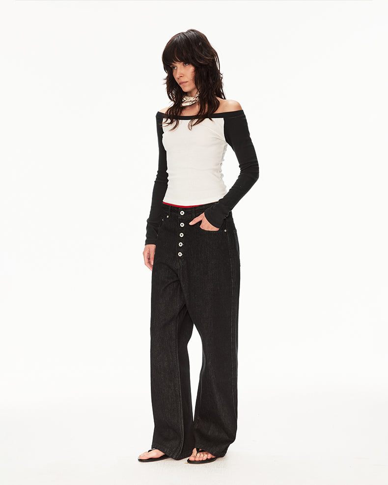 MADWIT VINTAGE BUTTON JEANS #G6969