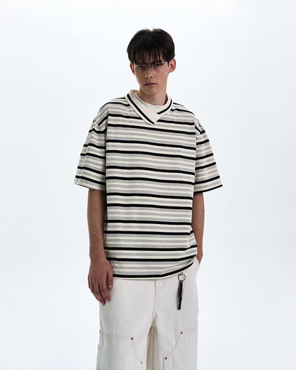 MADWITCH CONTRAST STRIPED T-SHIRT #G1525