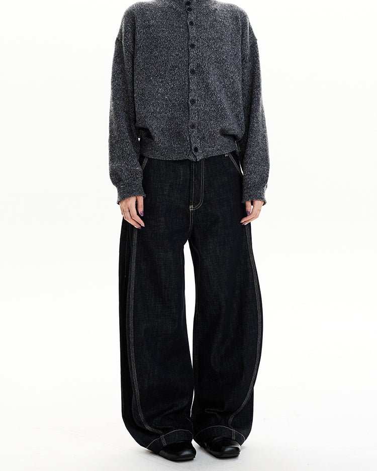 MADWIT RAW DENIM DECONSTRUCTED WIDE JEANS #GPC9781