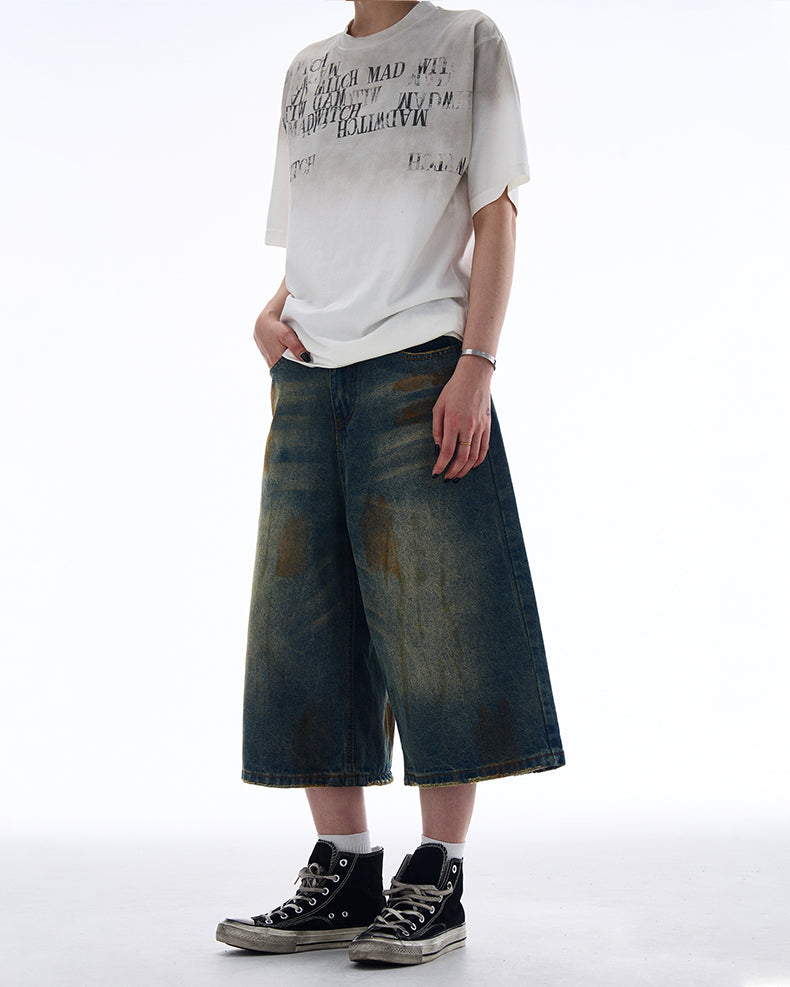 MADWITCH VINTAGE WIDE-LEG CROP JEANS #NZ7319