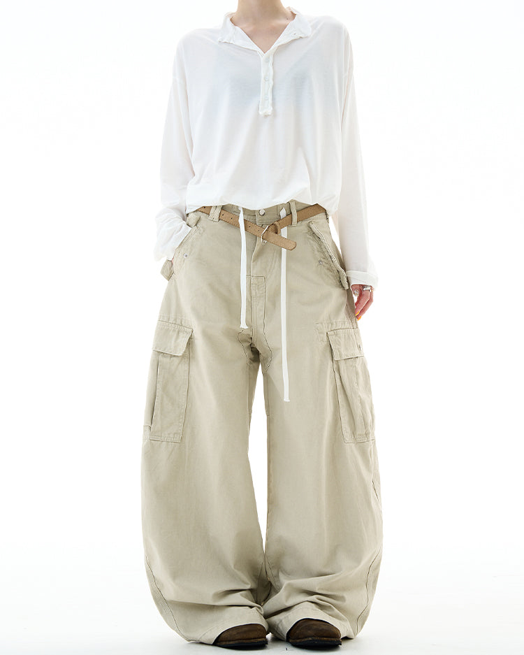 MADWITCH DRAWSTRING MULTI-POCKET CARGO PANTS #Z030