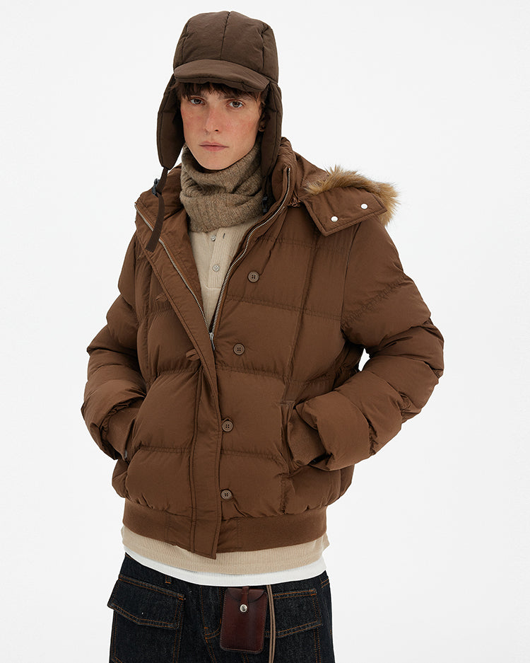 MADWITCH HOODED FUR COLLAR PUFFER JACKET #MF8602