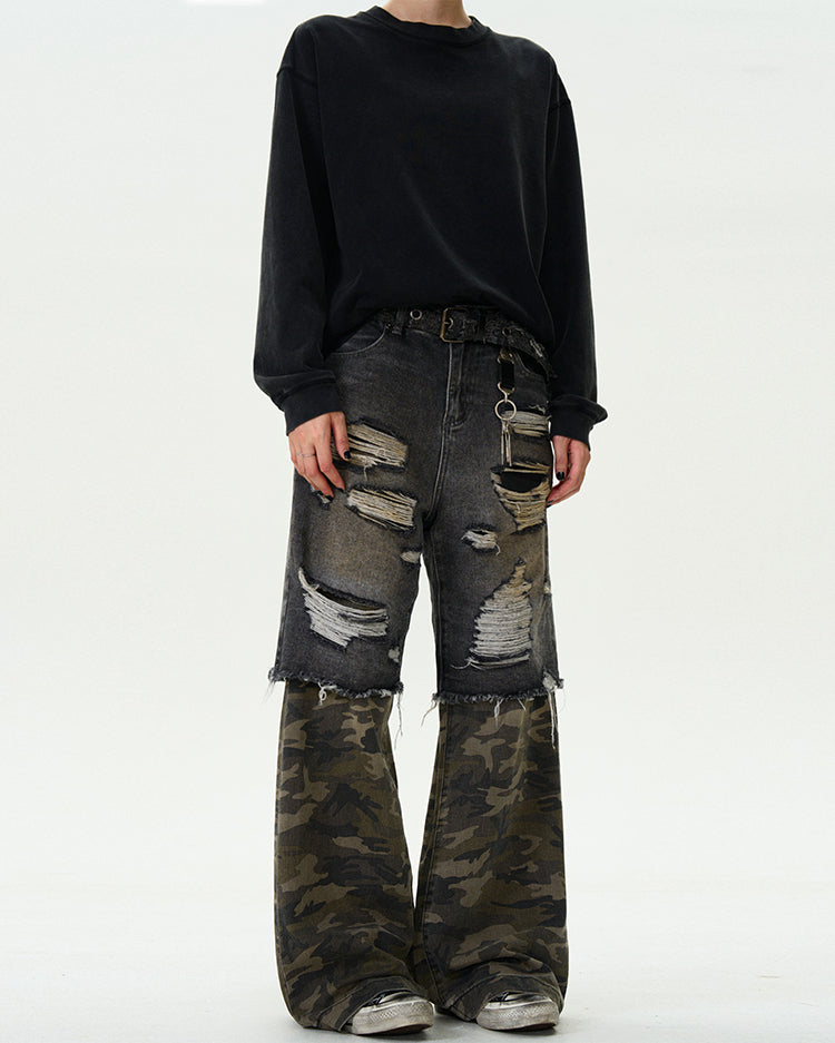 MADWITCH PATCHWORK DISTRESSED DENIM #G6605