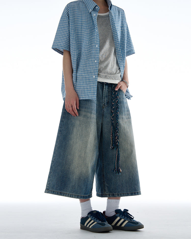 MADWITCH LOOSE FIT CROPPED DENIM JEANS #G6682