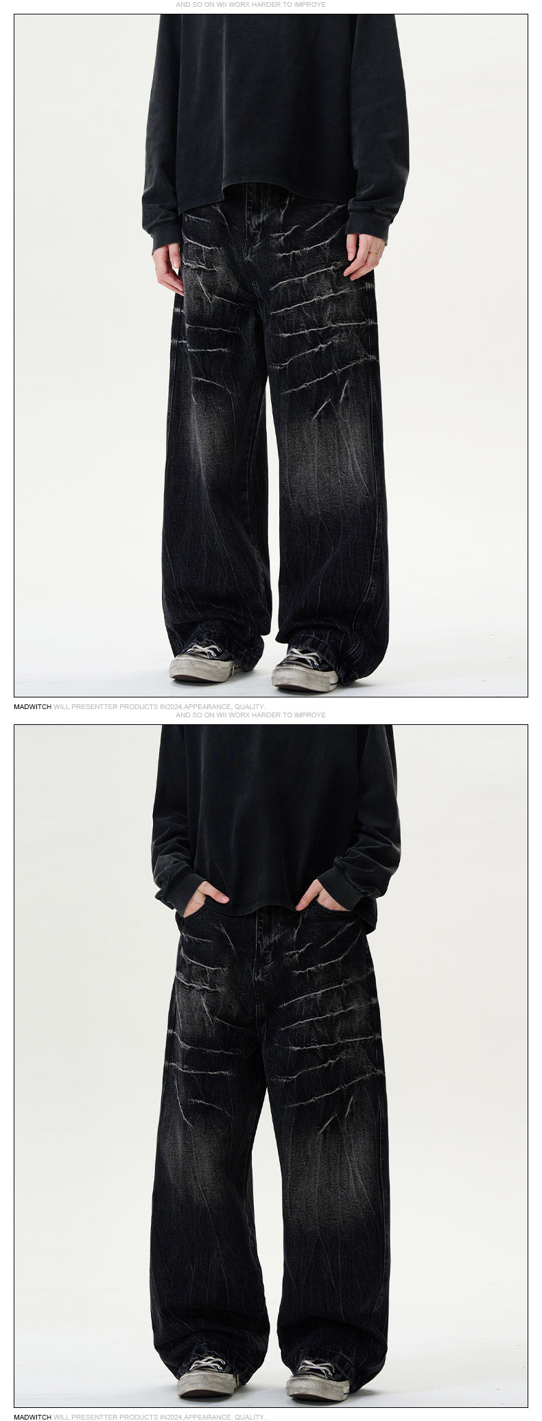 MADWITCH CRACKLE WASHED DENIM PANTS #DCD1650