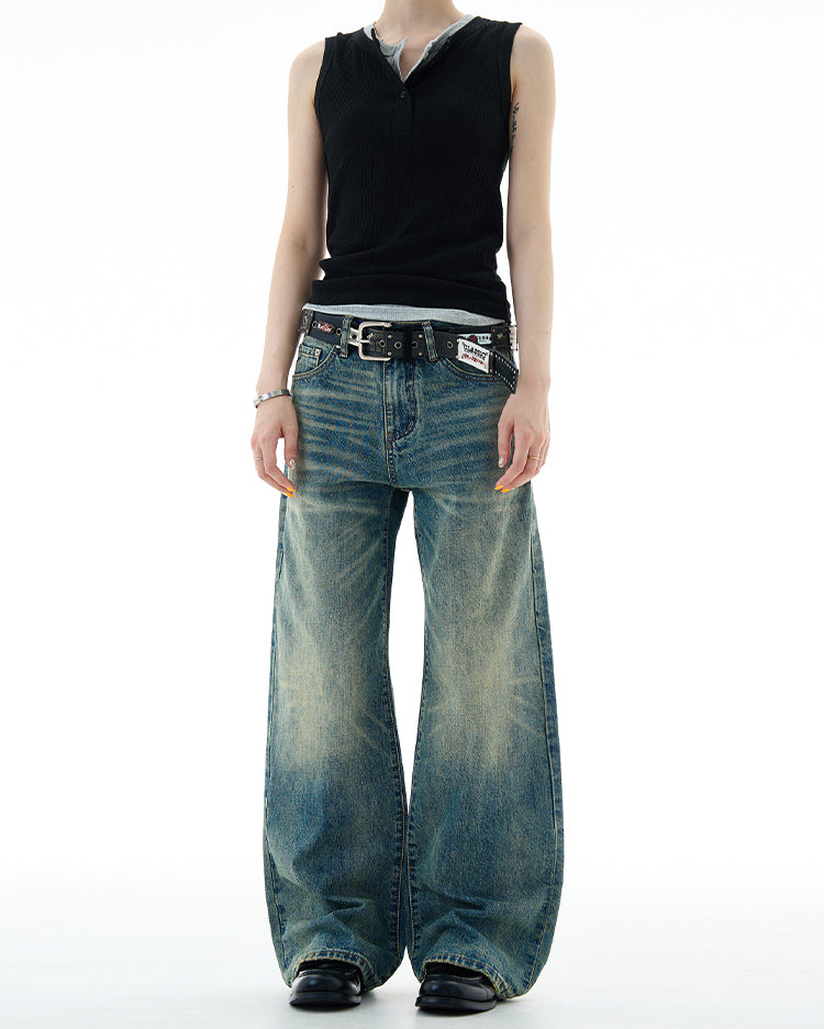 MADWITCH UNISEX HIGH STREET WASHED DENIM JEANS #GP5517