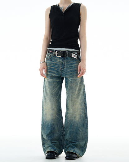 MADWITCH UNISEX HIGH STREET WASHED DENIM JEANS #GP5517