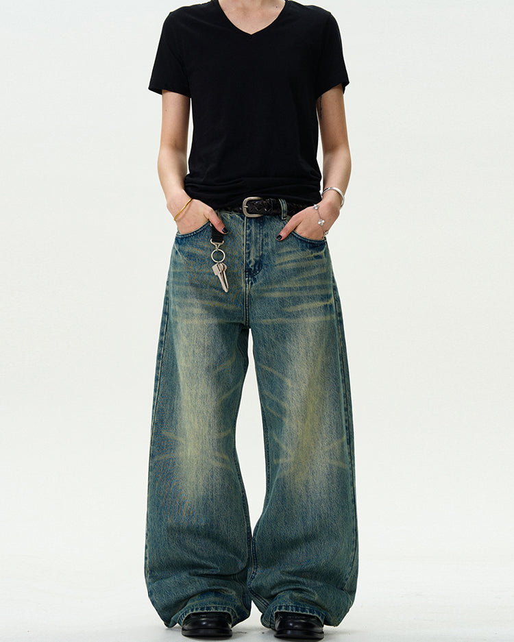MADWITCH STRAIGHT LEG WIDE-LEG DENIM PANTS #G6621