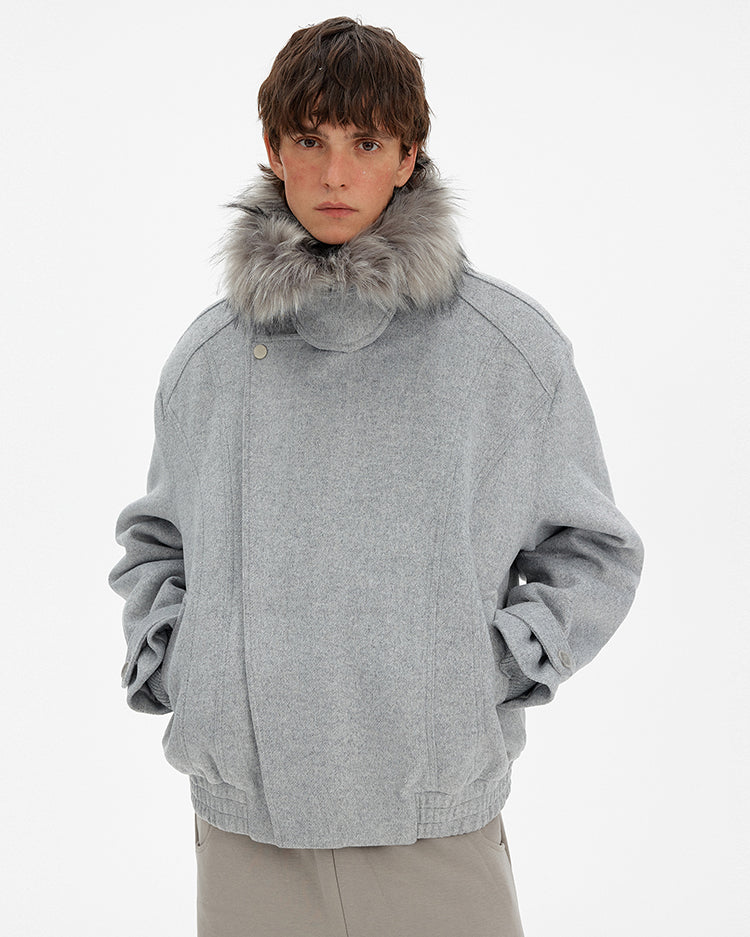 MADWITCH DECONSTRUCTED FUR COLLAR PARKA #990922