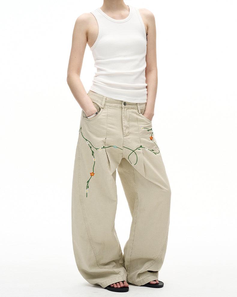 MADWITCH FLORAL PATCH CARGO PANTS #E5807