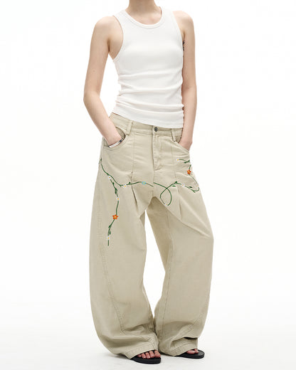 MADWITCH FLORAL PATCH CARGO PANTS #E5807