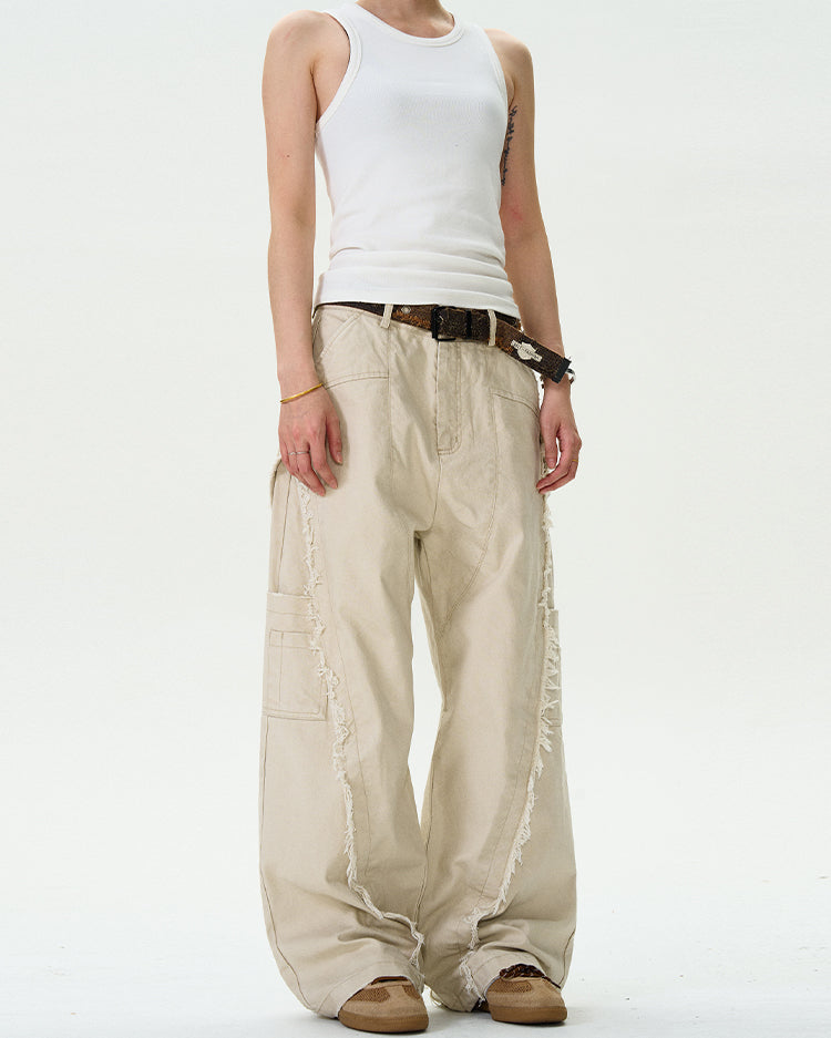 MADWITCH TASSELED CUT-OFF WORK PANTS #CK6612