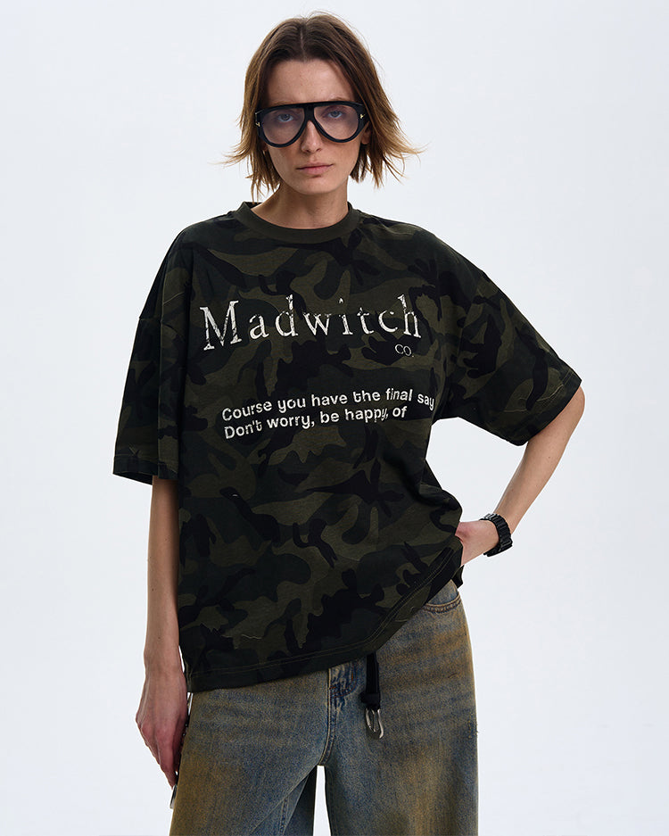 MADWITCH CAMO PRINT SHORT-SLEEVE T-SHIRT #MD4152