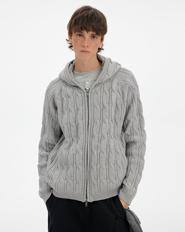 MADWITCH RETRO CABLE KNIT HOODIE #MY020