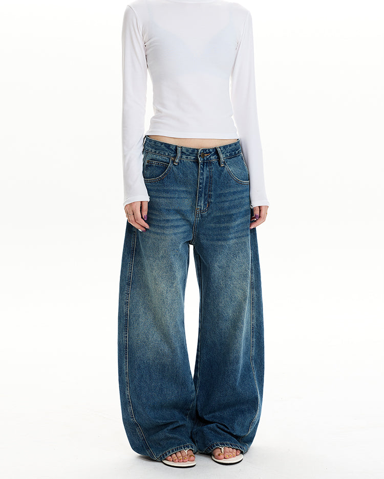 MADWIT FADED WASH WIDE JEANS #CK5571