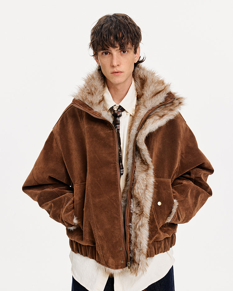 MADWITCH SUEDE STAND COLLAR QUILTED JACKET #AW25172