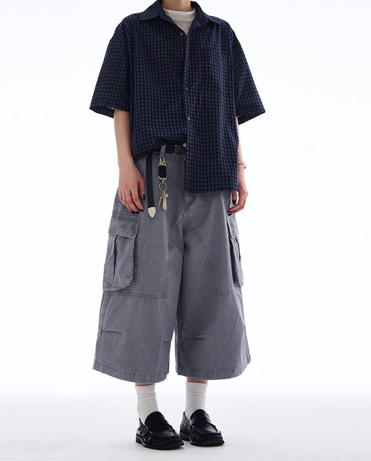 MADWITCH WIDE-LEG CARGO CROPPED PANTS #A592