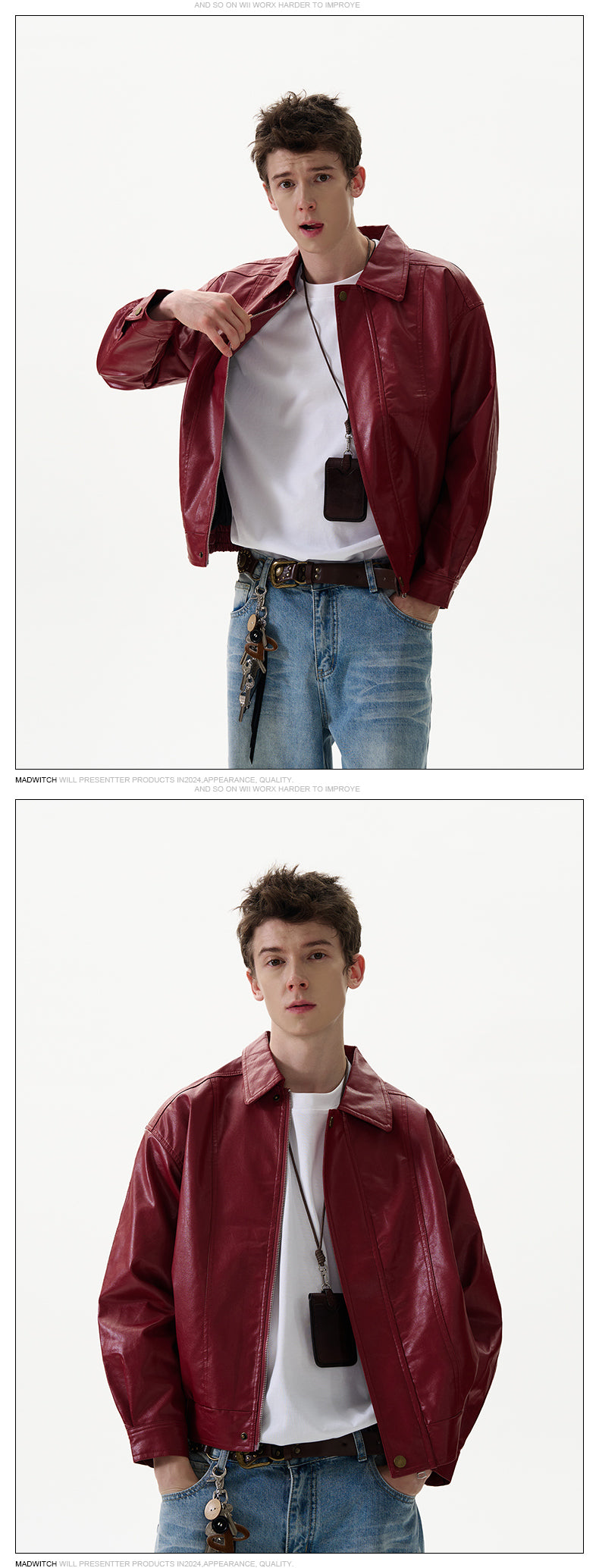 MADWITCH ANKLE-RED LEATHER JACKET #W38