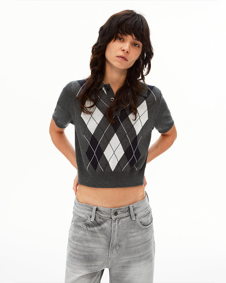 MADWITCH PREPPY DIAMOND KNIT POLO #26806