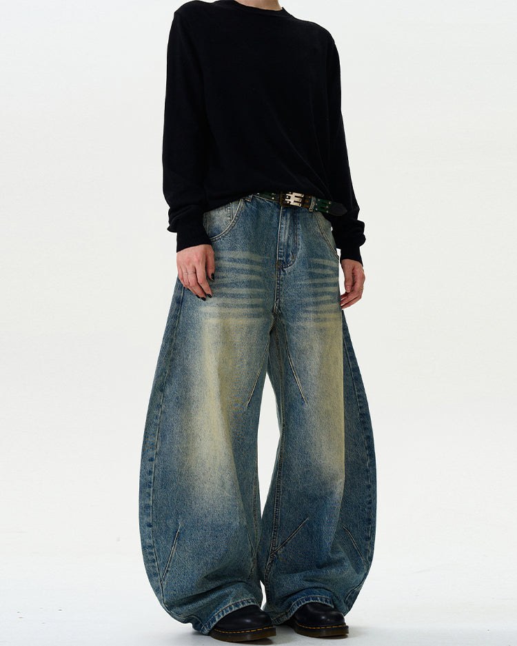 MADWITCH BEND-LEG WIDE-LEG DENIM JEANS #CK9367