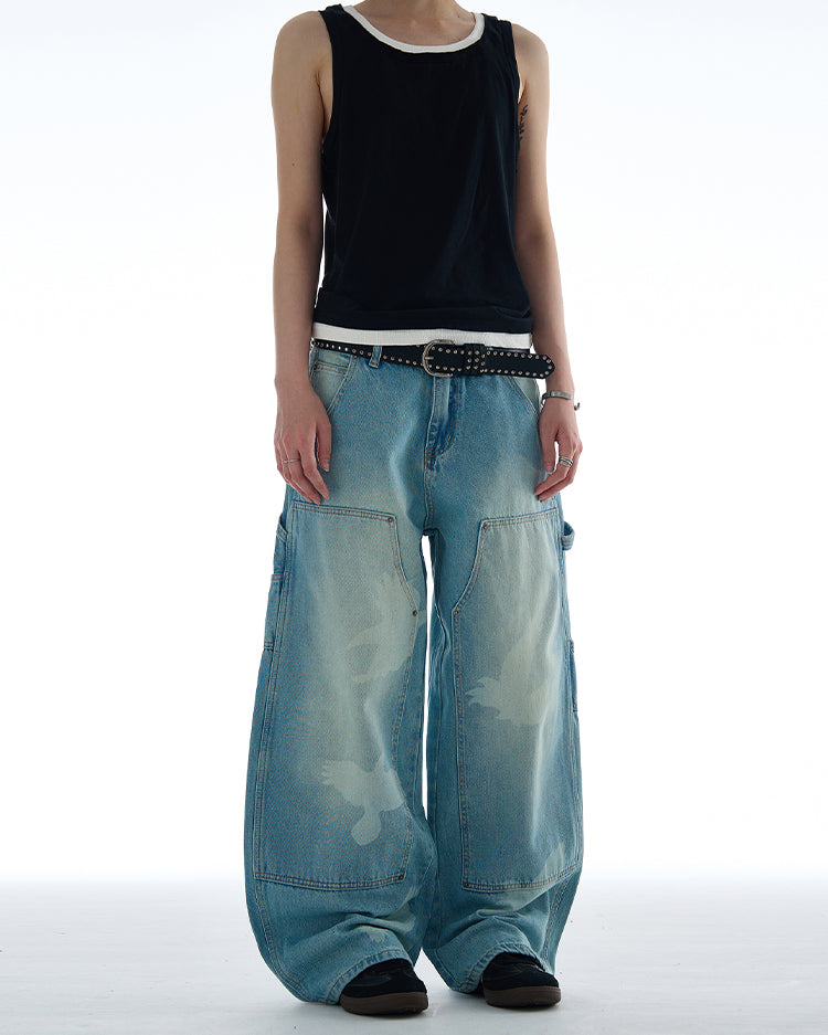 MADWITCH PEACE DOVE PRINT DENIM JEANS #CK9573