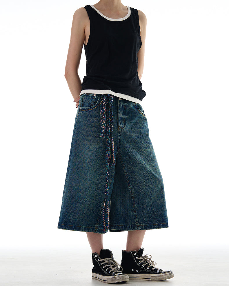 MADWITCH WASHED WIDE LEG DENIM JEANS #L562