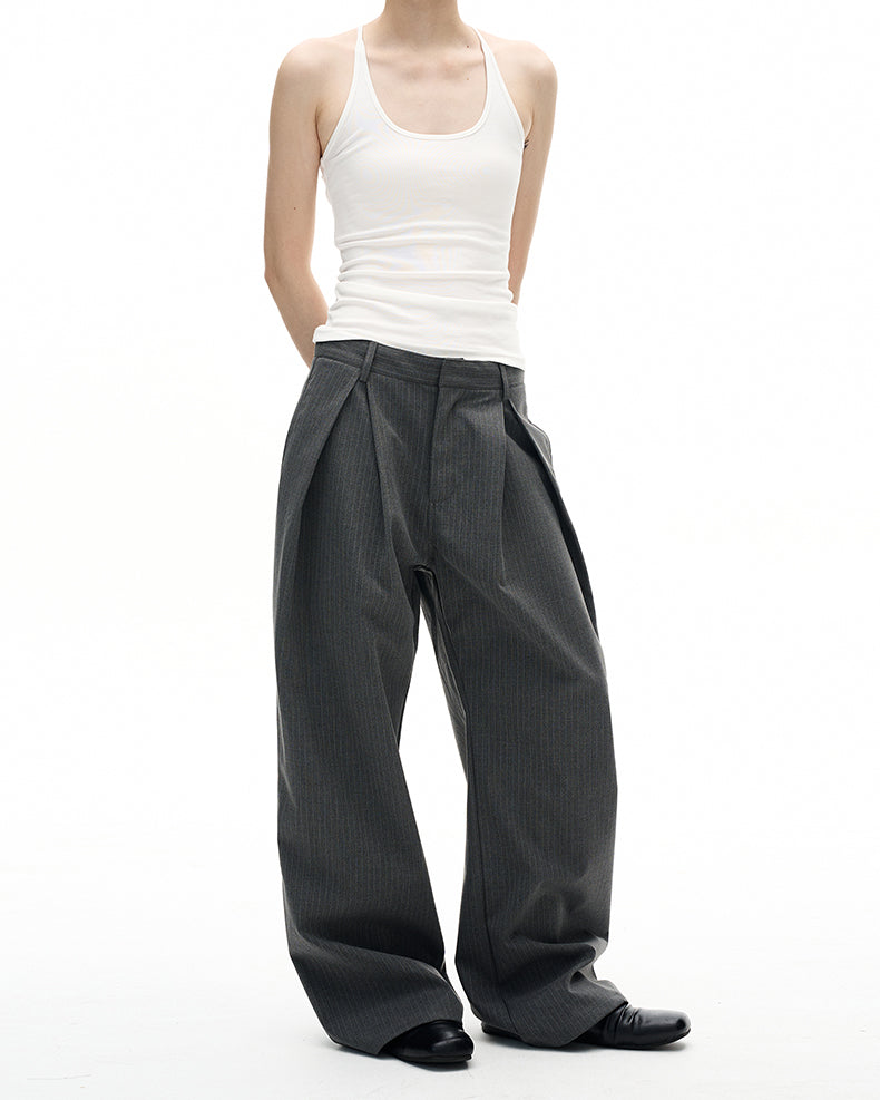 MADWITCH STRIPED WIDE LEG TROUSERS #C923