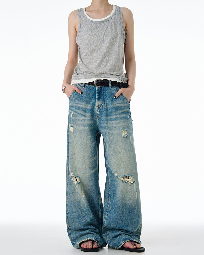 MADWITCH DISTRESSED WASHED DENIM JEANS #CK9555