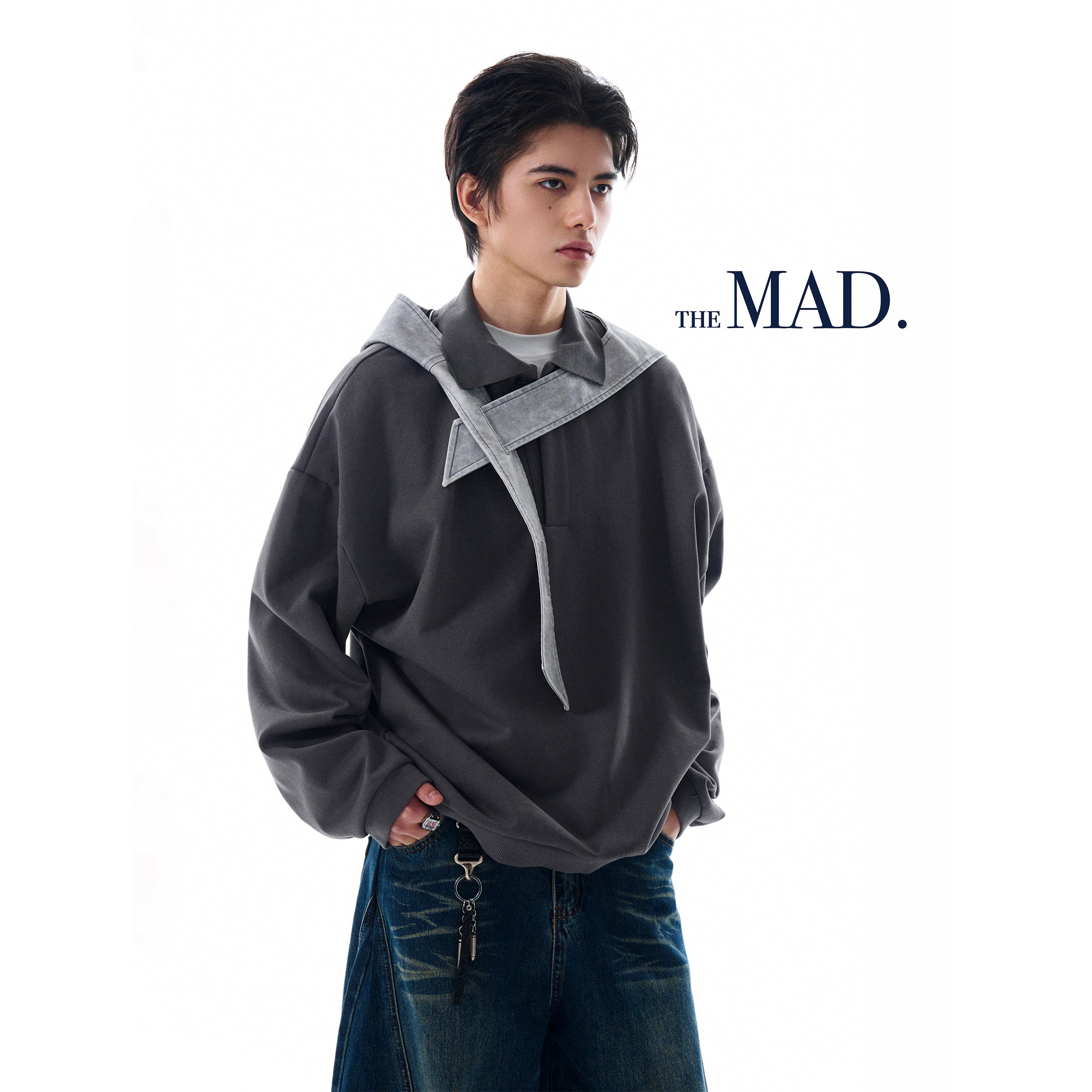 MADWITCH TURN-DOWN COLLAR VERSATILE TOP #0198