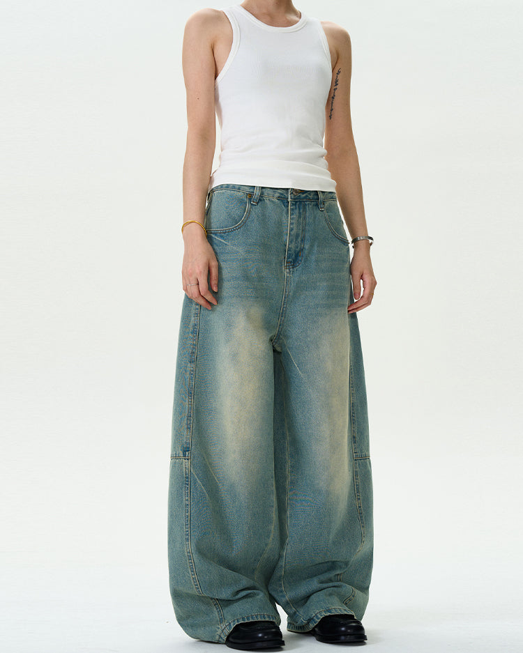 MADWITCH WASHED BAGGY DENIM PANTS #D1675