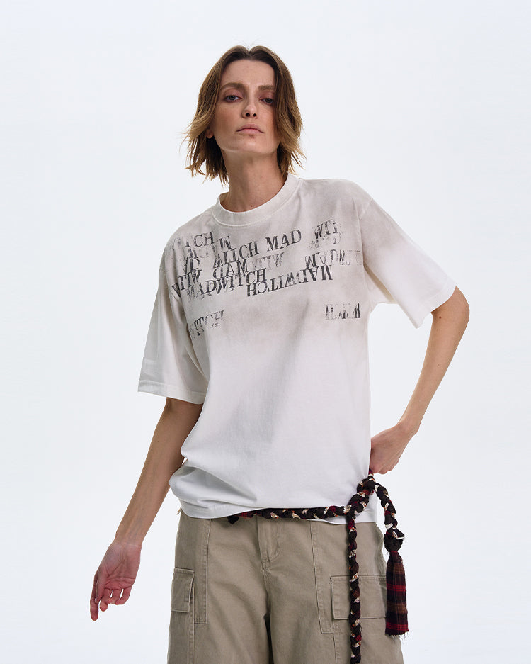 MADWITCH LETTER PRINT SHORT SLEEVE #MD3635