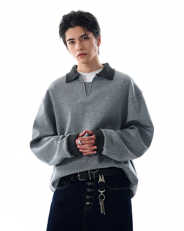 MADWITCH V-NECK MINIMALIST SWEATSHIRT #L567