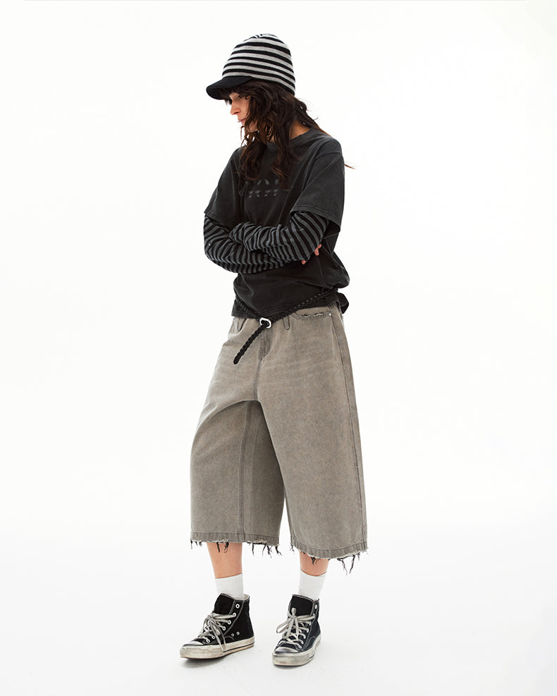 MADWIT FRAYED WASHED JEANS #K731