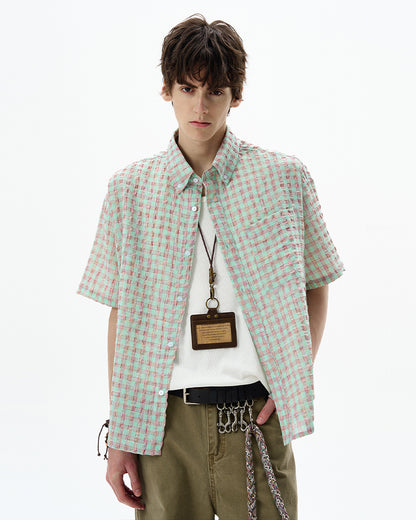 MADWITCH SEERSUCKER CHECK SHIRT #CR238