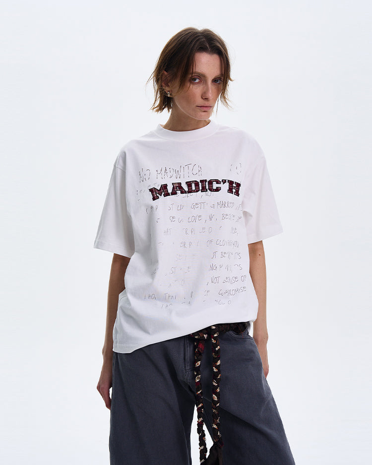 MADWITCH ORIGINAL LETTER PRINT T-SHIRT #MD4116