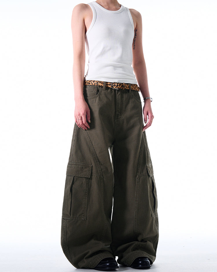 MADWITCH DECONSTRUCTED WIDE-LEG CARGO PANTS #DR6302