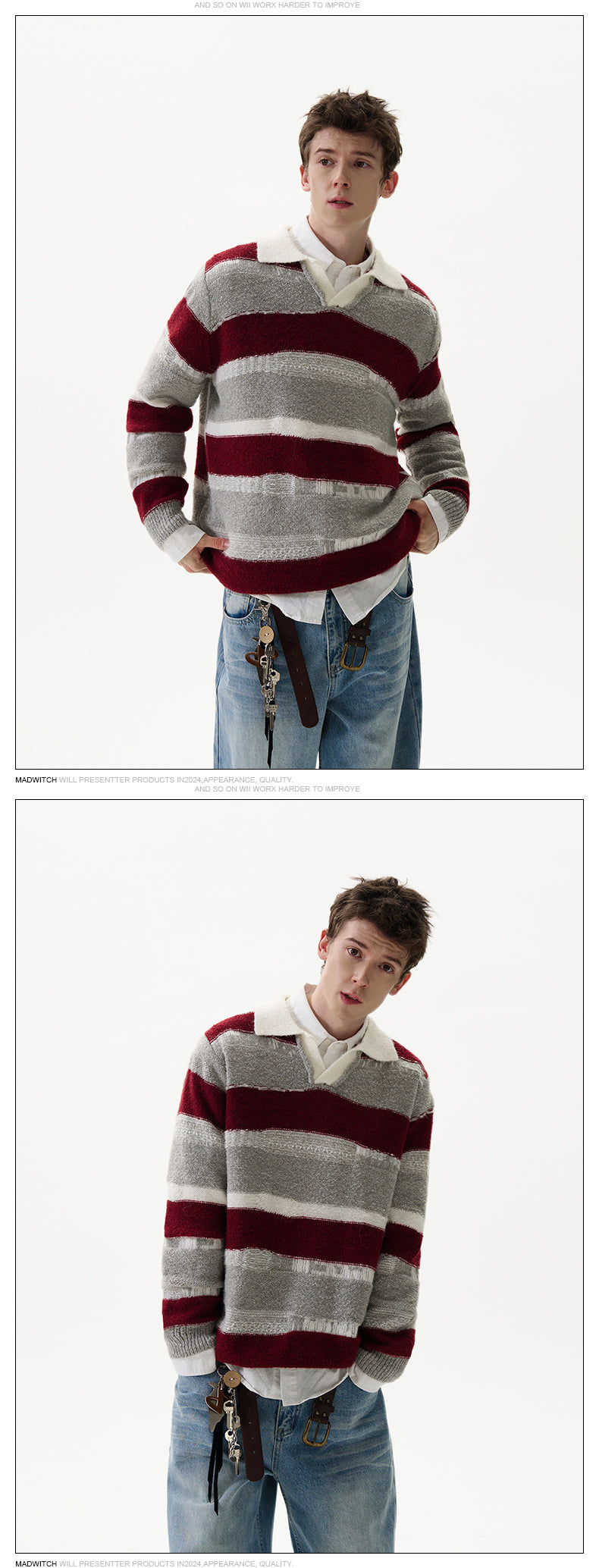 MADWITCH IRREGULAR STRIPED SWEATER #G840